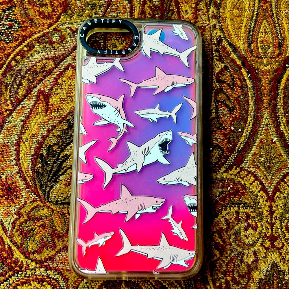 Casetify shark case with neon sand for iPhone 8